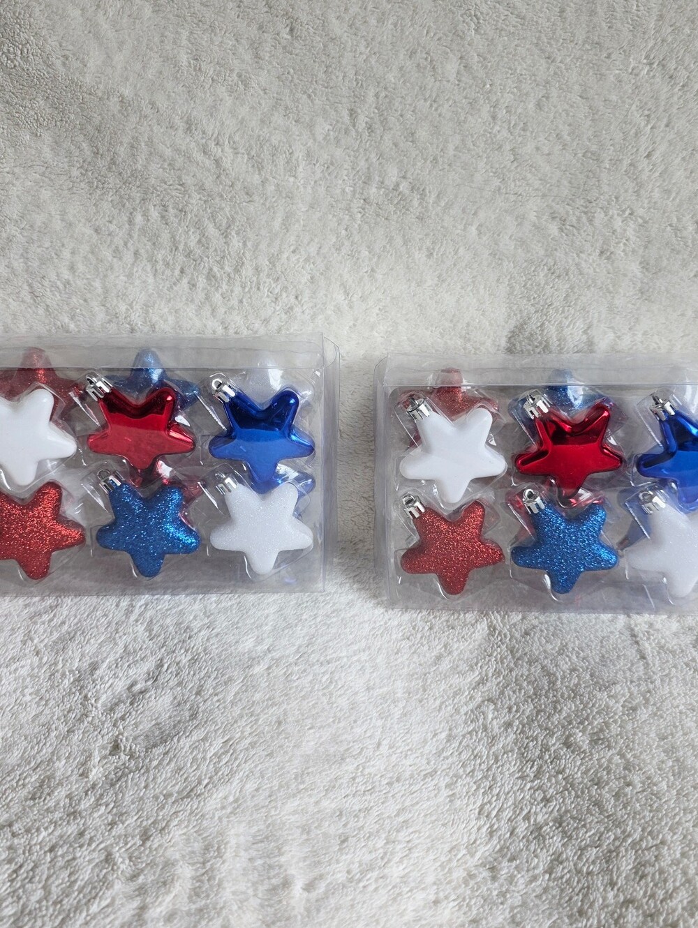 Bundle of 2 new 12-Count Red, Blue & White Star Ornament patriotic 4th of July